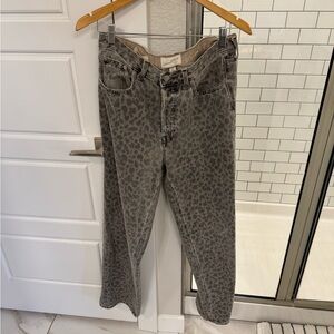 Universal Thread Gray Leopard Print Straight Leg Jeans
